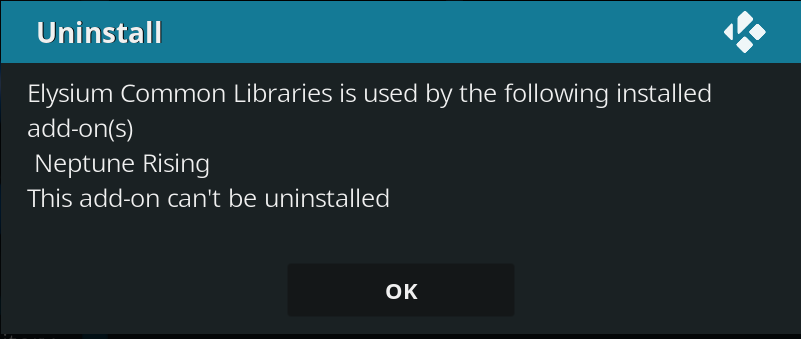 Example of dependency message